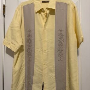 Cubavera Mens XL Cigar Lounge Cruise Wear Shirt Embroidered Panels Rayon